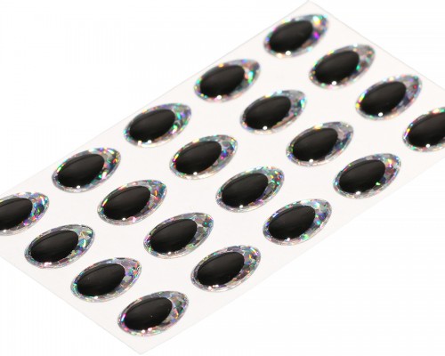 3D Epoxy Teardrop Eyes, Holographic Silver, 10 mm